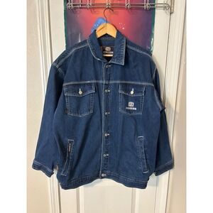 Vintage Musso Denim Industry Jacket Mens XL Blue Indigo Trucker Streetwear 90s